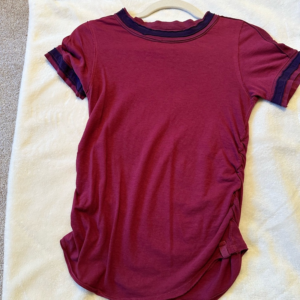 We The Free Maroon Top with Dark Blue Accents